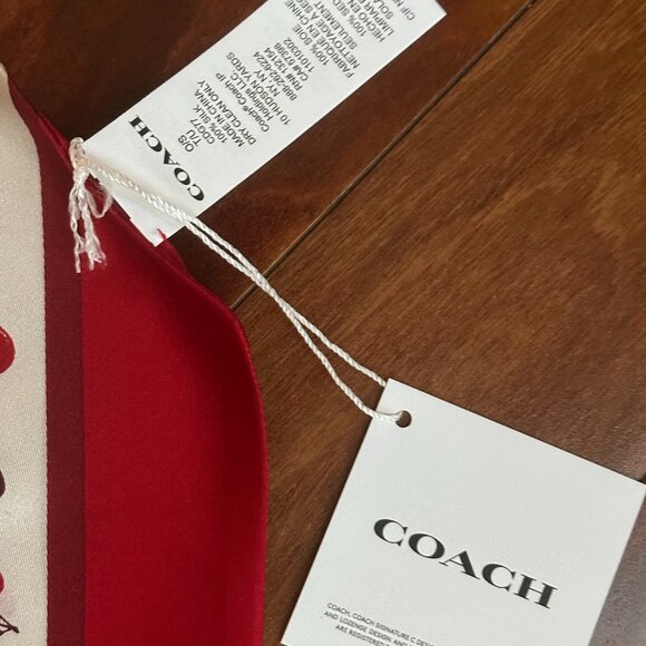 COACH SCULPTED C CHERRIES PRINT SILK WIDE SKINNY SCARF:NWT CDG77 - Picture 9 of 9